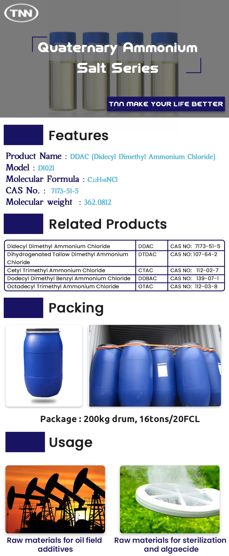 Bactericide 80% for Medical Facilities Didecyl Dimethyl Ammonium Chloride